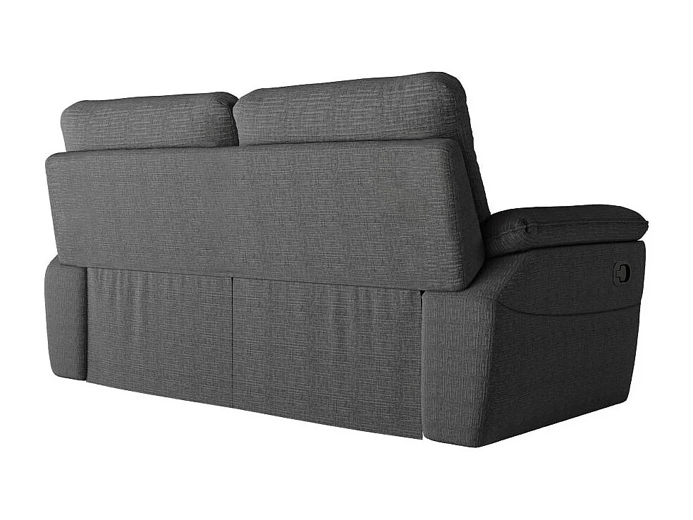 Canapé de relaxation manuel Ross 3 places en tissu texturé 3D - Gris anthracite - L200 x P100 x H102cm - Loungitude