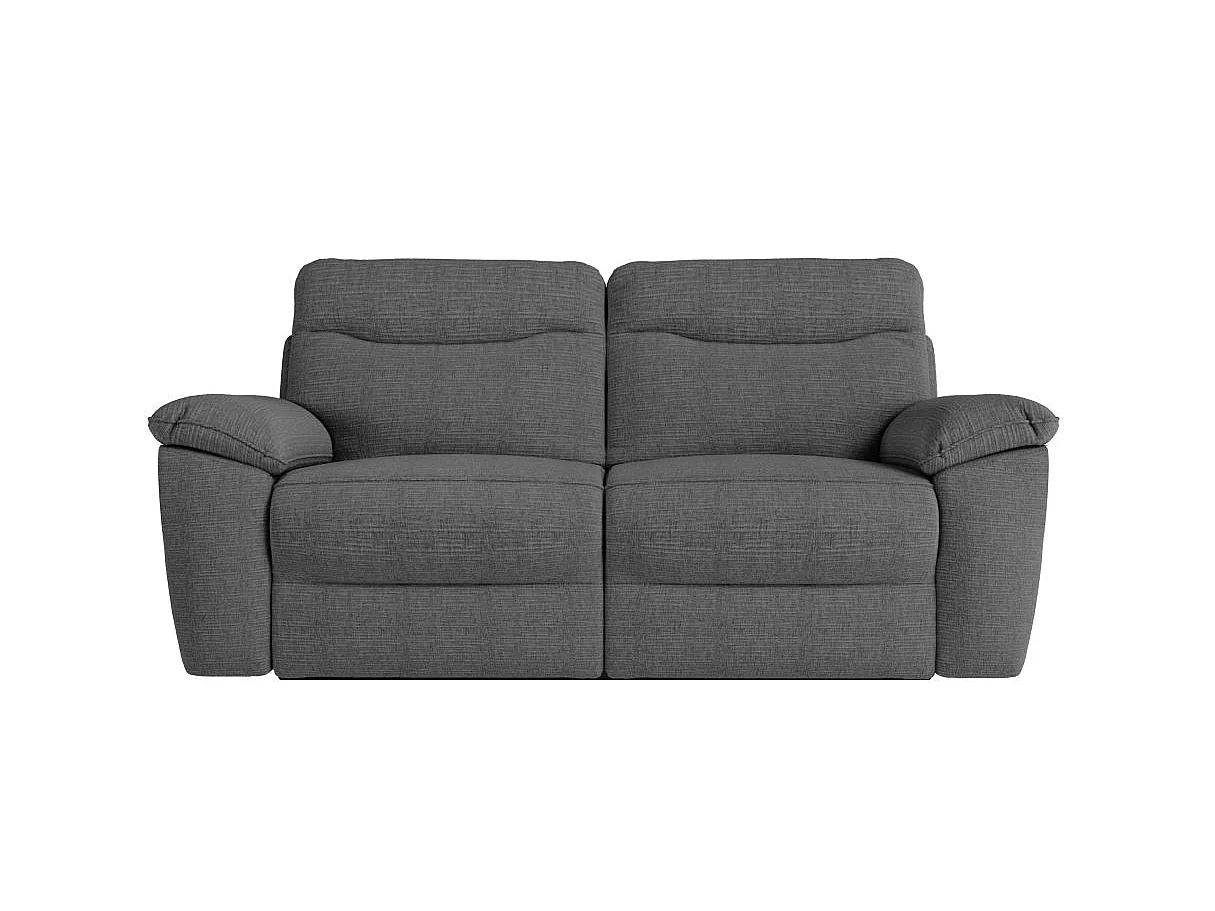 Canapé de relaxation manuel Ross 3 places en tissu texturé 3D - Gris anthracite - L200 x P100 x H102cm - Loungitude
