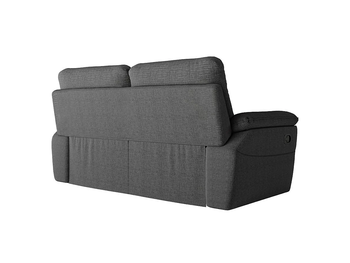 Canapé de relaxation manuel Ross 3 places en tissu texturé 3D - Gris anthracite - L200 x P100 x H102cm - Loungitude