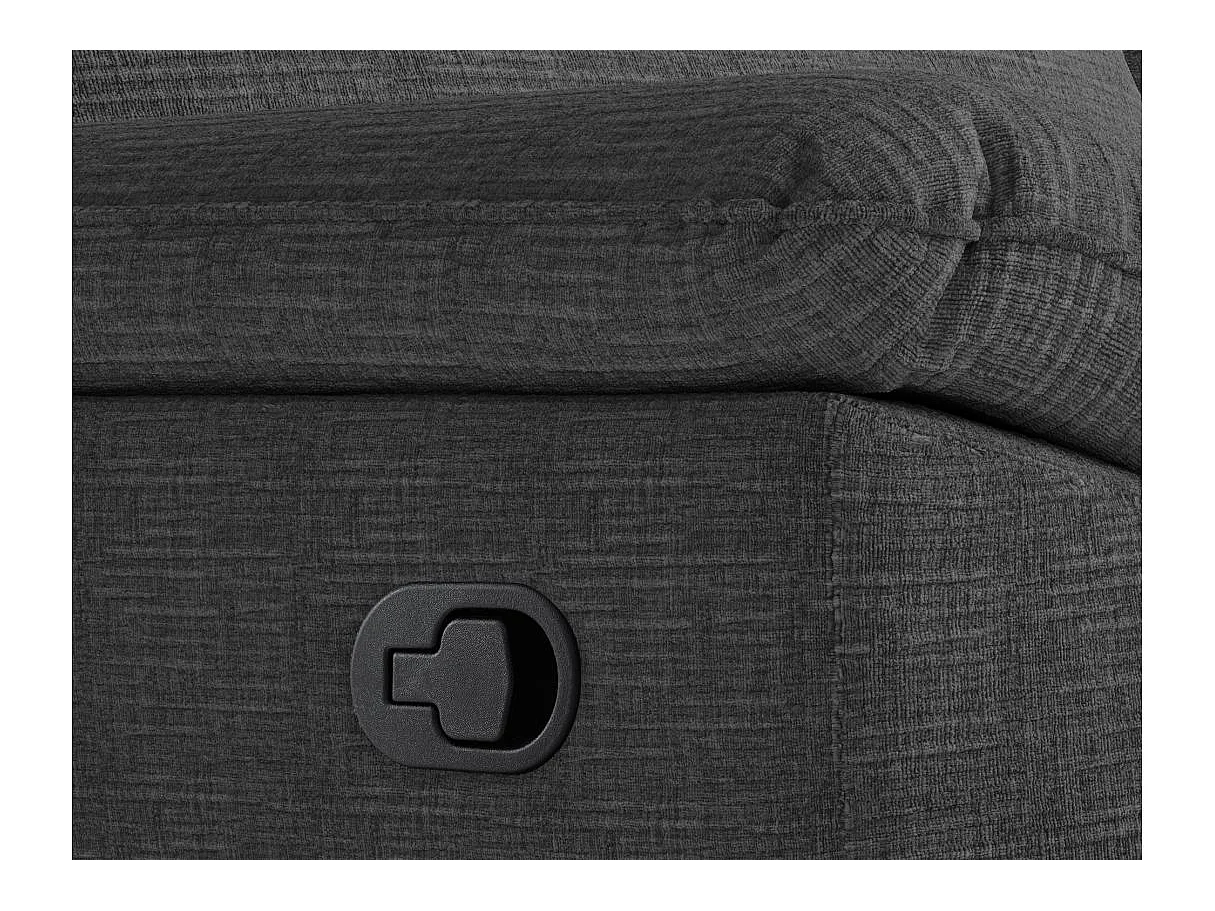 Canapé de relaxation manuel Ross 3 places en tissu texturé 3D - Gris anthracite - L200 x P100 x H102cm - Loungitude