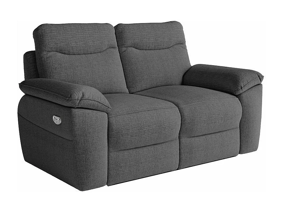Canapé de relaxation électrique Ross 2 places en tissu texturé 3D - Gris anthracite - L160 x P100 x H102cm - Loungitude