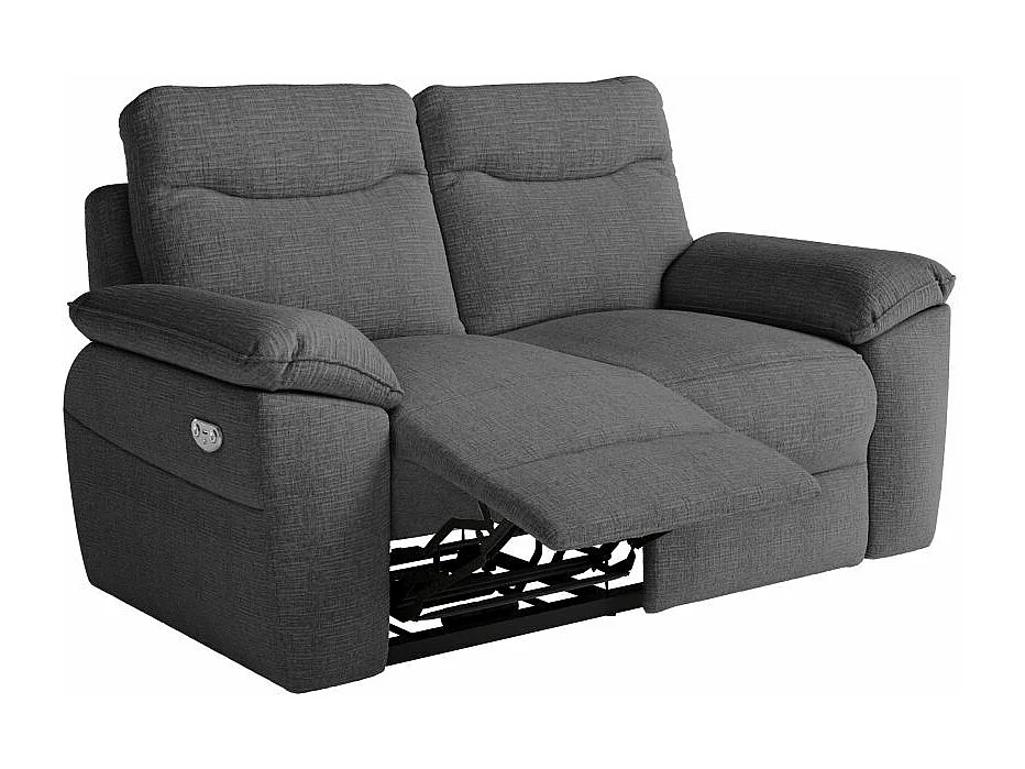Canapé de relaxation électrique Ross 2 places en tissu texturé 3D - Gris anthracite - L160 x P100 x H102cm - Loungitude