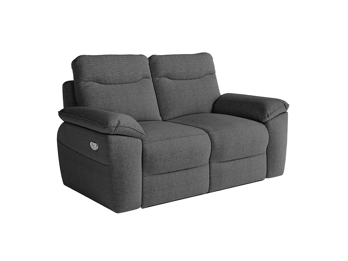 Canapé de relaxation électrique Ross 2 places en tissu texturé 3D - Gris anthracite - L160 x P100 x H102cm - Loungitude