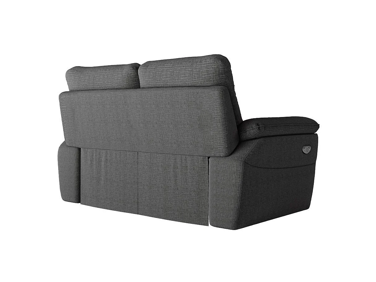 Canapé de relaxation électrique Ross 2 places en tissu texturé 3D - Gris anthracite - L160 x P100 x H102cm - Loungitude