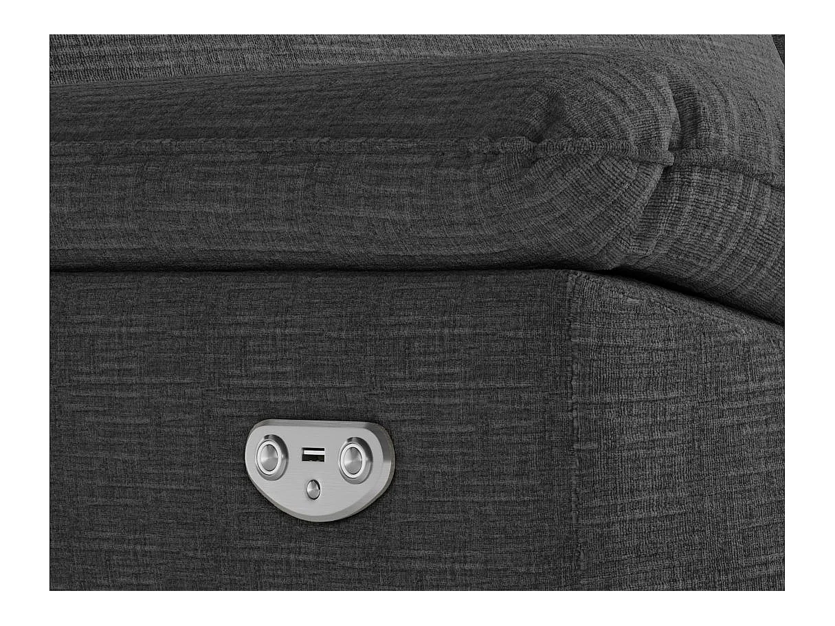 Canapé de relaxation électrique Ross 2 places en tissu texturé 3D - Gris anthracite - L160 x P100 x H102cm - Loungitude