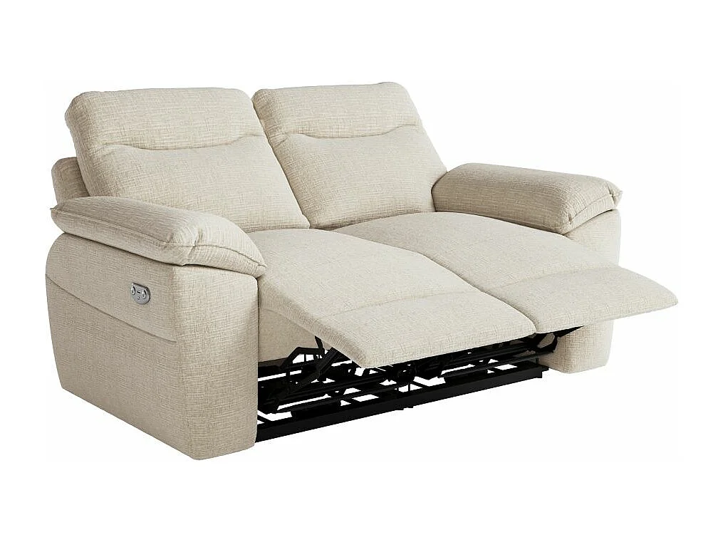 Canapé de relaxation électrique Ross 2 places en tissu texturé 3D - Beige - L160 x P100 x H102cm - Loungitude