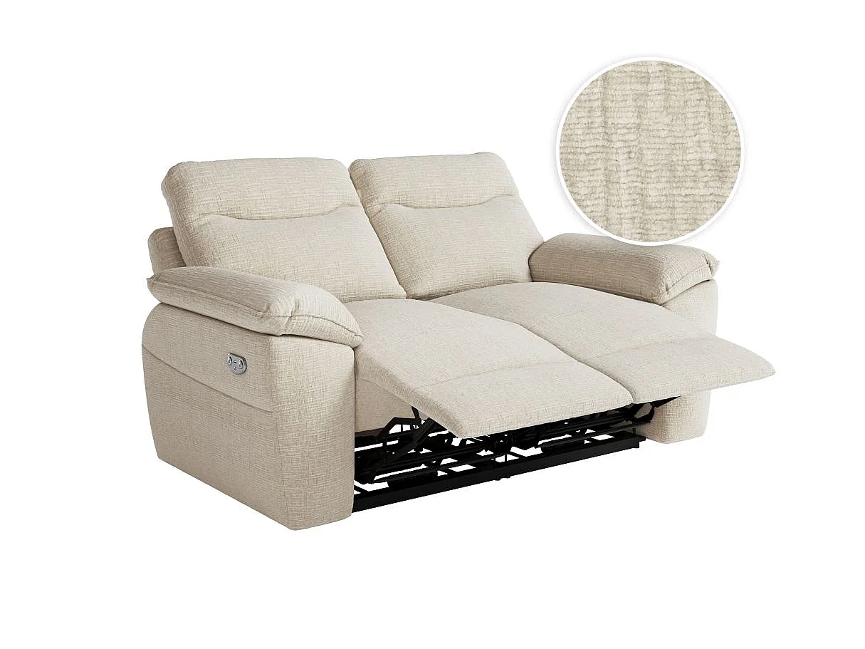Canapé relax 2 places en tissu 3D beige ROSS 160x100x102 cm