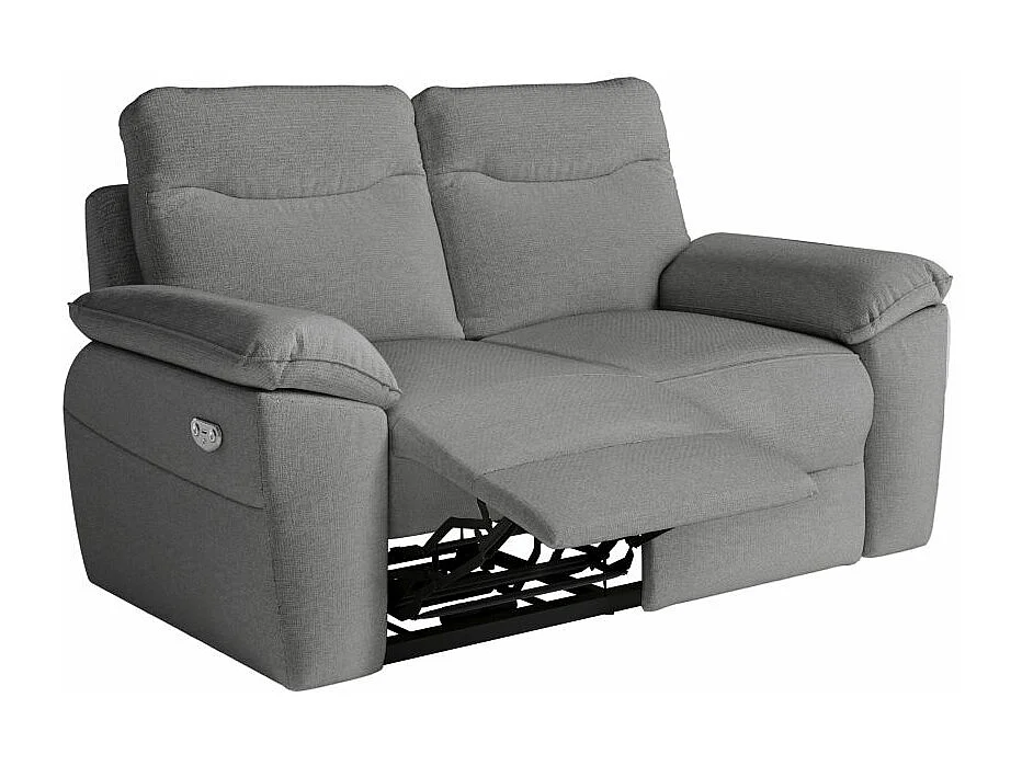Canapé de relaxation électrique Ross 2 places en tissu - Gris - L160 x P100 x H102cm - Loungitude