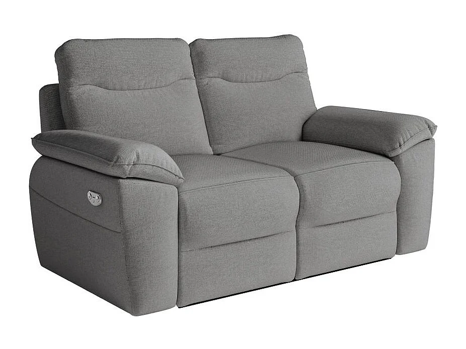 Canapé de relaxation électrique Ross 2 places en tissu - Gris - L160 x P100 x H102cm - Loungitude