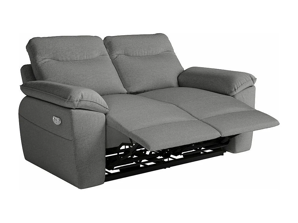 Canapé de relaxation électrique Ross 2 places en tissu - Gris - L160 x P100 x H102cm - Loungitude