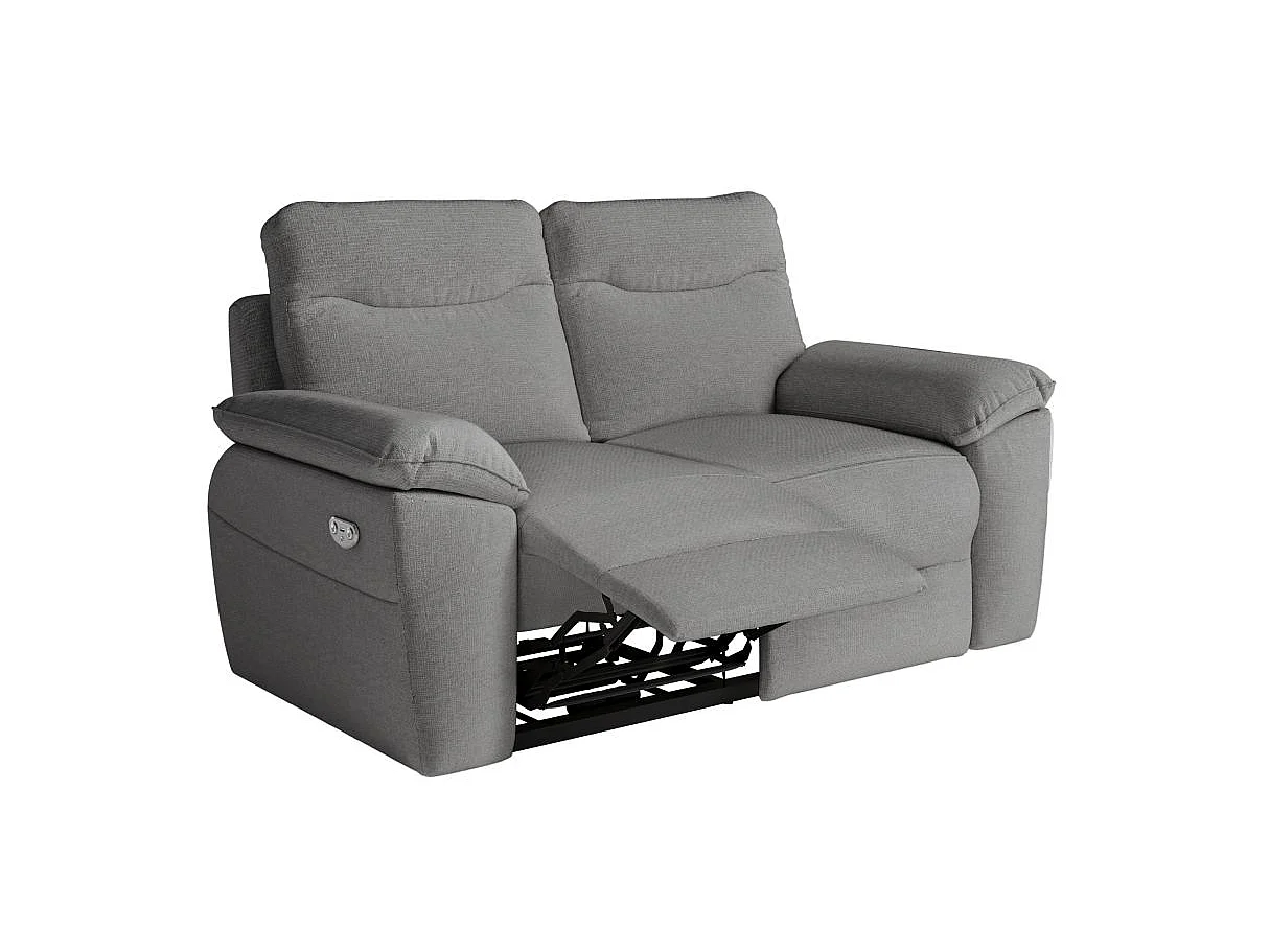 Canapé de relaxation électrique Ross 2 places en tissu - Gris - L160 x P100 x H102cm - Loungitude