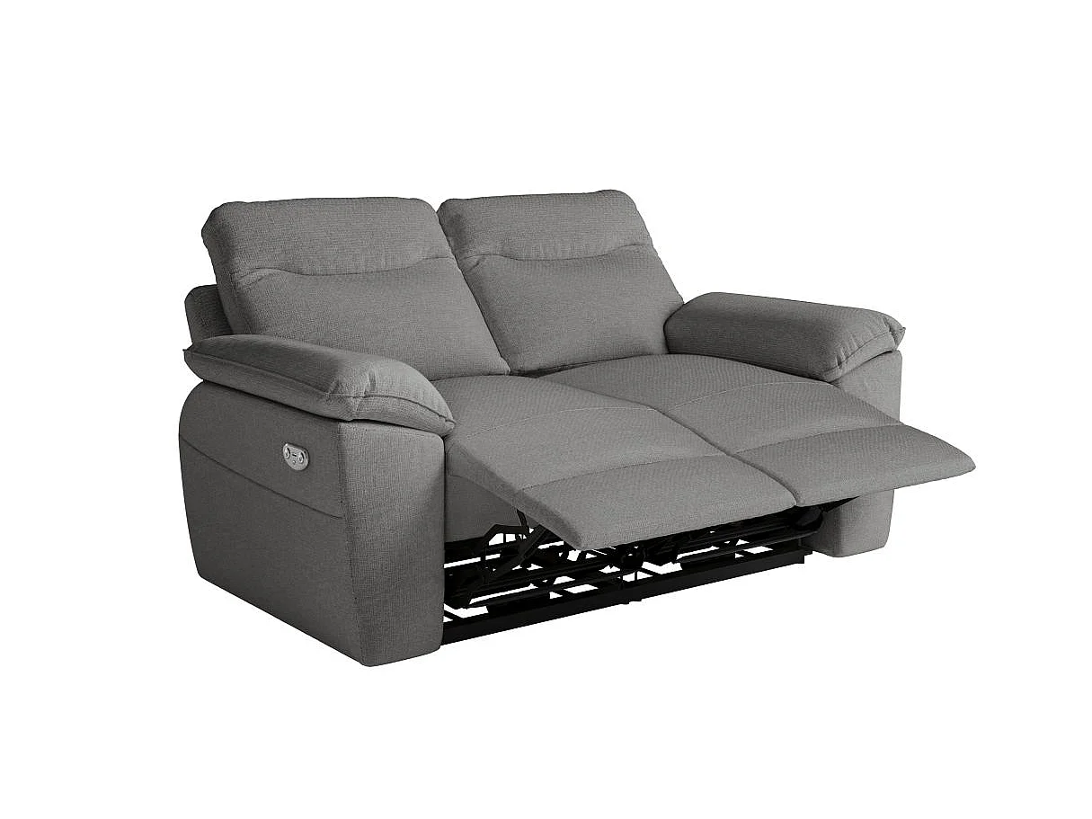 Canapé de relaxation électrique Ross 2 places en tissu - Gris - L160 x P100 x H102cm - Loungitude