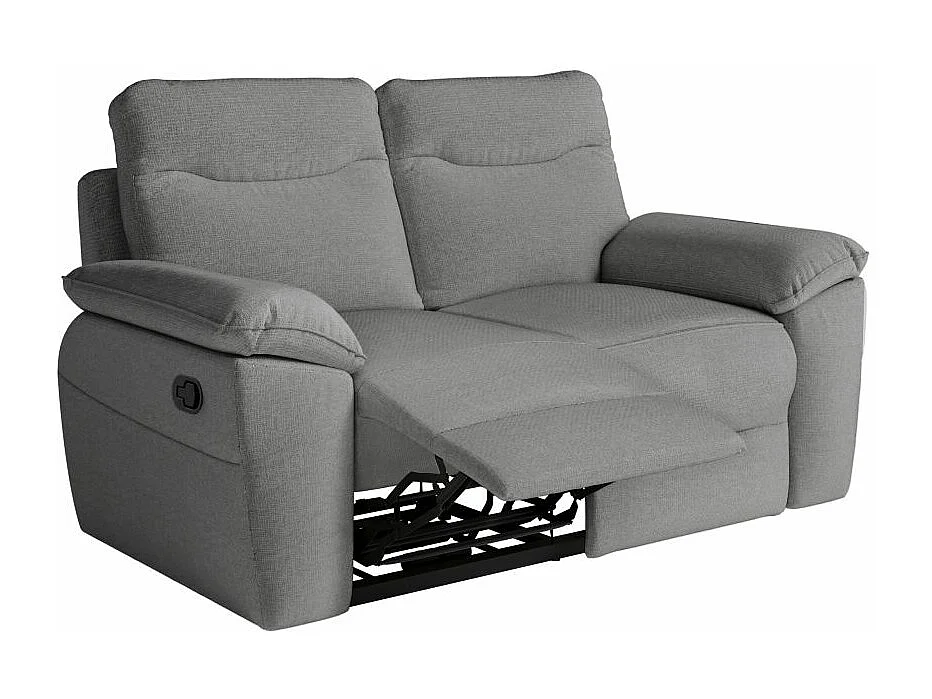 Canapé de relaxation manuel Ross 2 places en tissu - Gris - L160 x P100 x H102cm - Loungitude