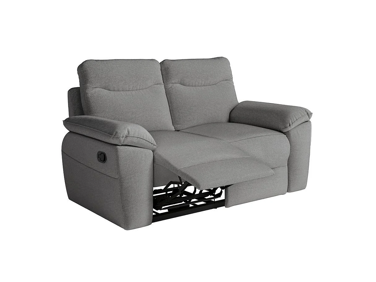 Canapé de relaxation manuel Ross 2 places en tissu - Gris - L160 x P100 x H102cm - Loungitude