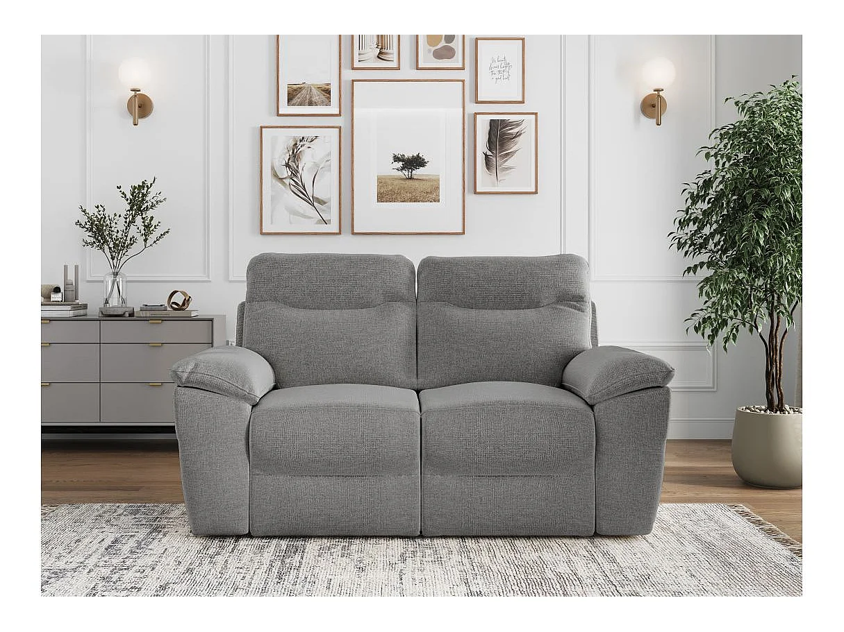 Canapé de relaxation manuel Ross 2 places en tissu - Gris - L160 x P100 x H102cm - Loungitude