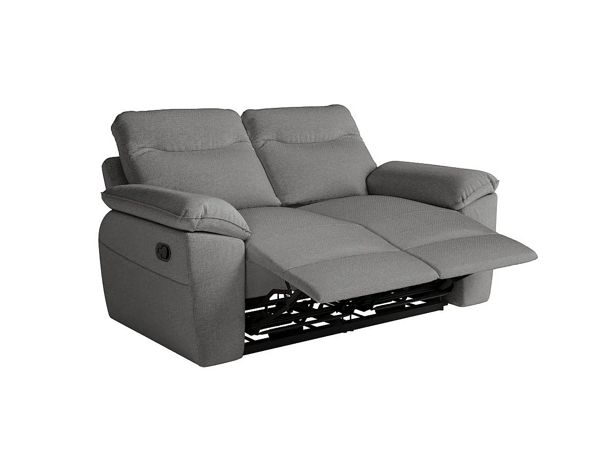 Canapé de relaxation manuel Ross 2 places en tissu - Gris - L160 x P100 x H102cm - Loungitude