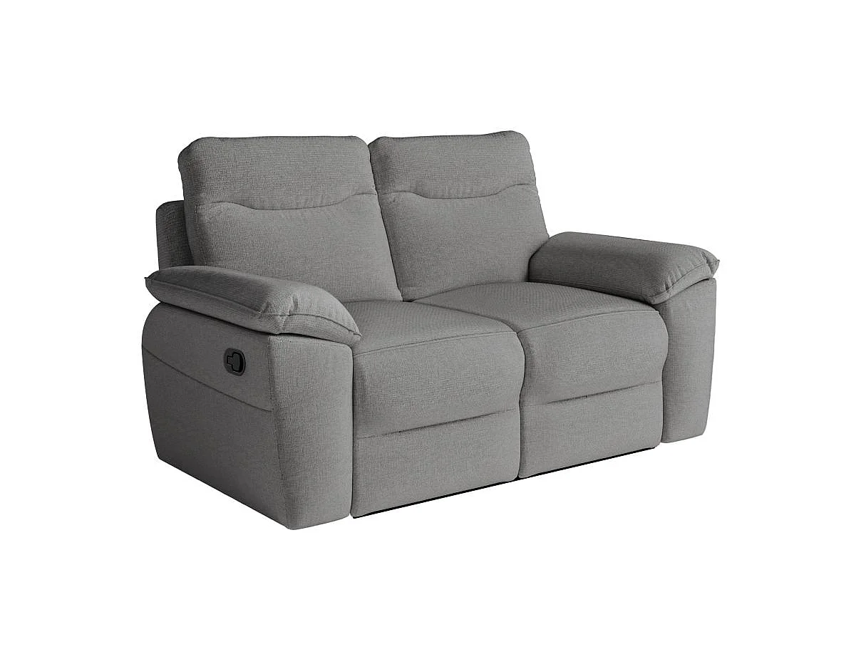 Canapé de relaxation manuel Ross 2 places en tissu - Gris - L160 x P100 x H102cm - Loungitude