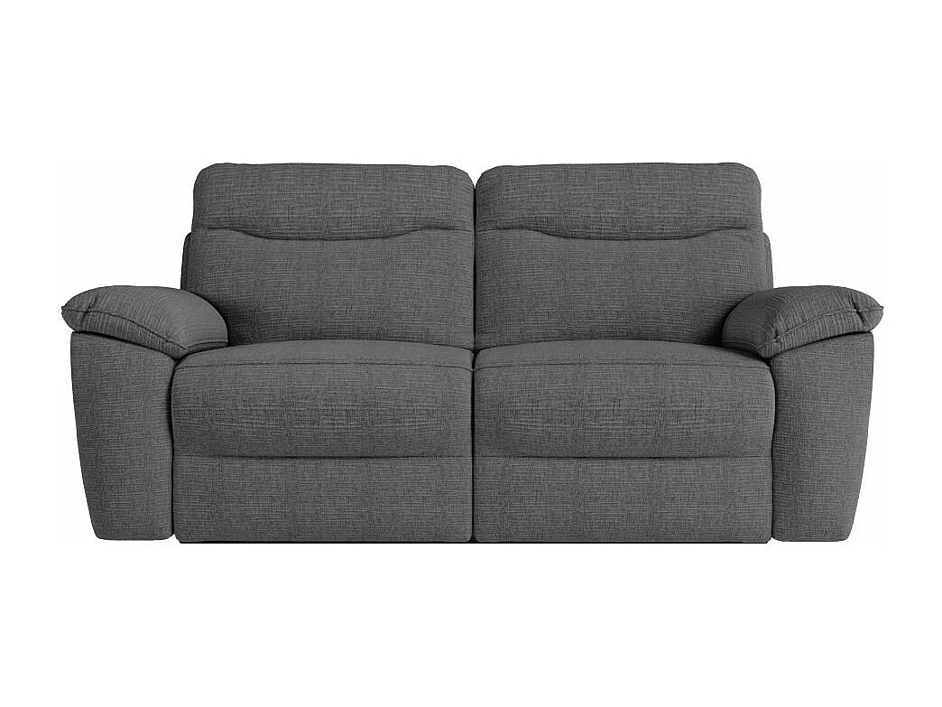 Canapé de relaxation électrique Ross 3 places en tissu texturé 3D - Gris anthracite - L200 x P100 x H102cm - Loungitude