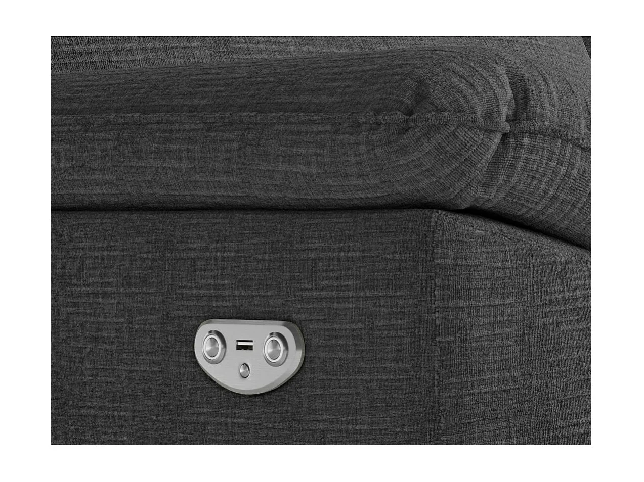 Canapé de relaxation électrique Ross 3 places en tissu texturé 3D - Gris anthracite - L200 x P100 x H102cm - Loungitude