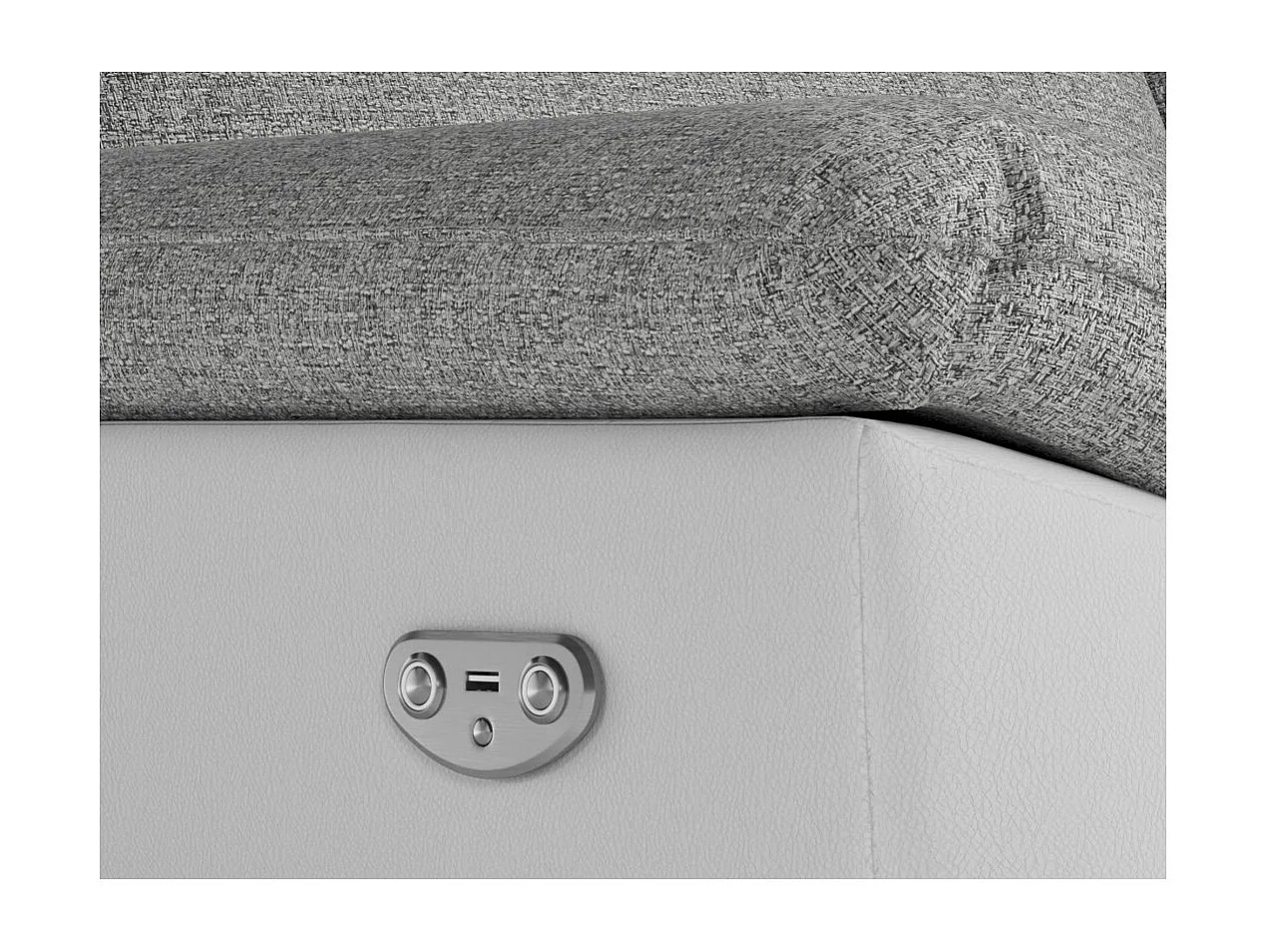 Canapé de relaxation électrique Ross 3 places en tissu et simili - Blanc/Gris - L200 x P100 x H102cm - Loungitude