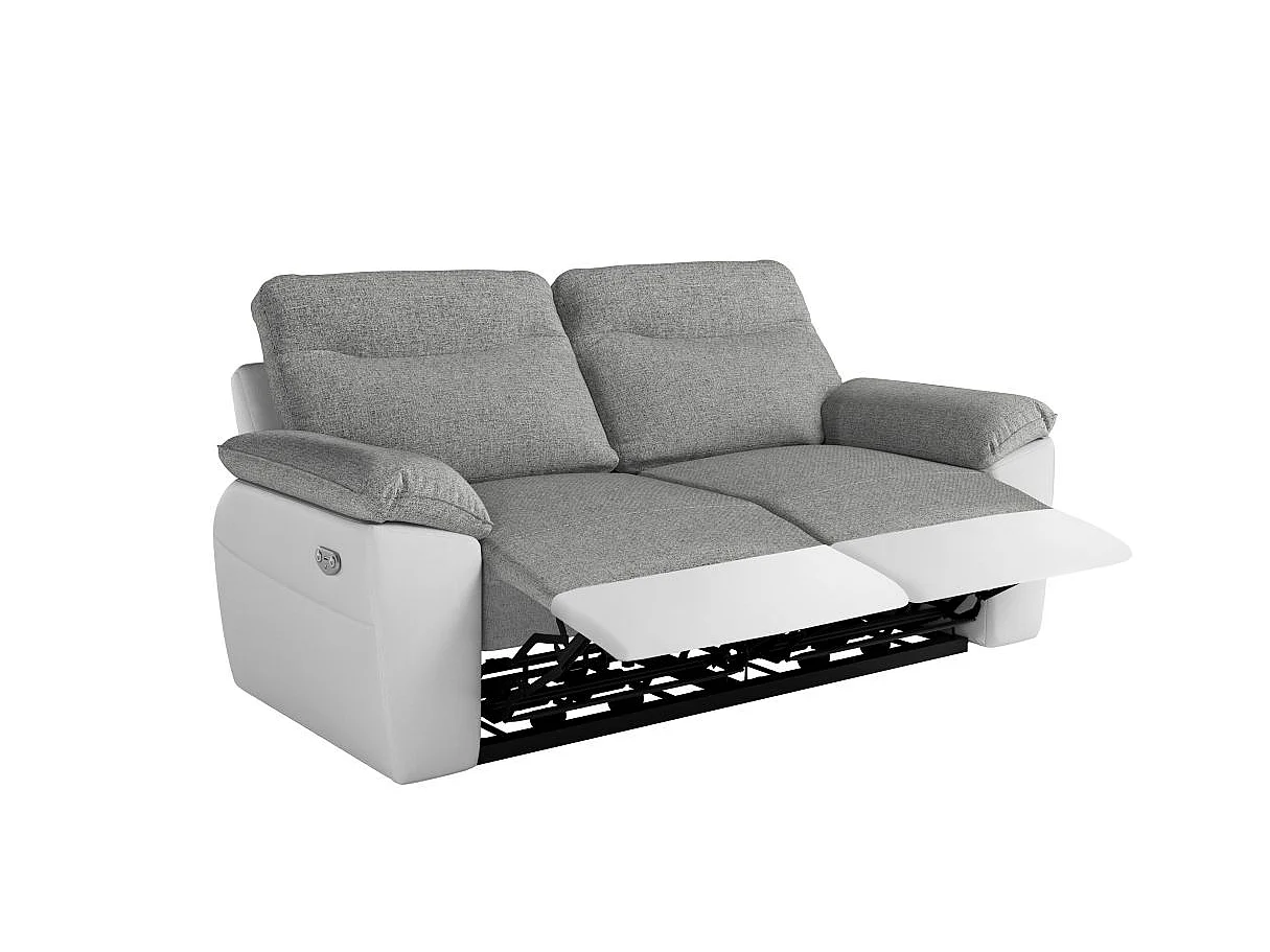 Canapé relax 3 places en simili cuir blanc ROSS 200x100x102 cm