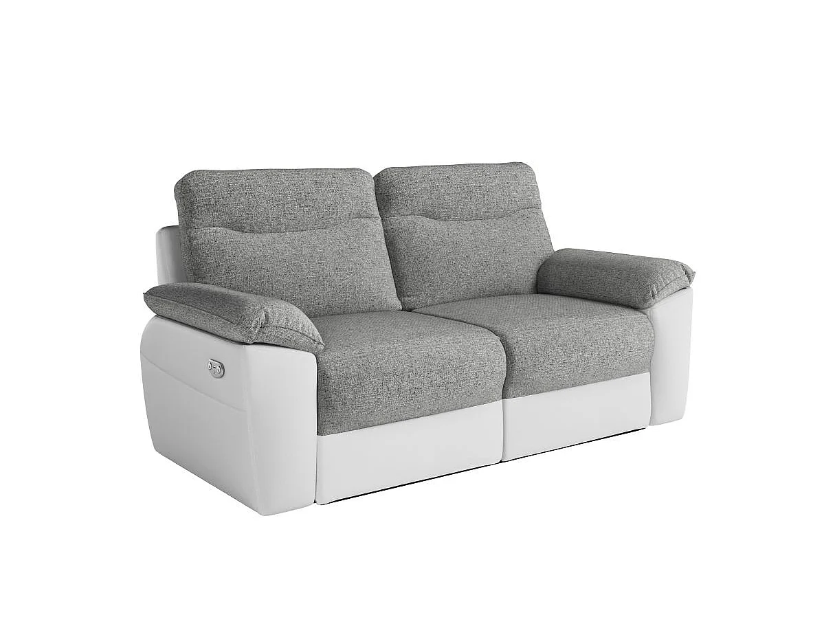 Canapé relax 3 places en simili cuir blanc ROSS 200x100x102 cm