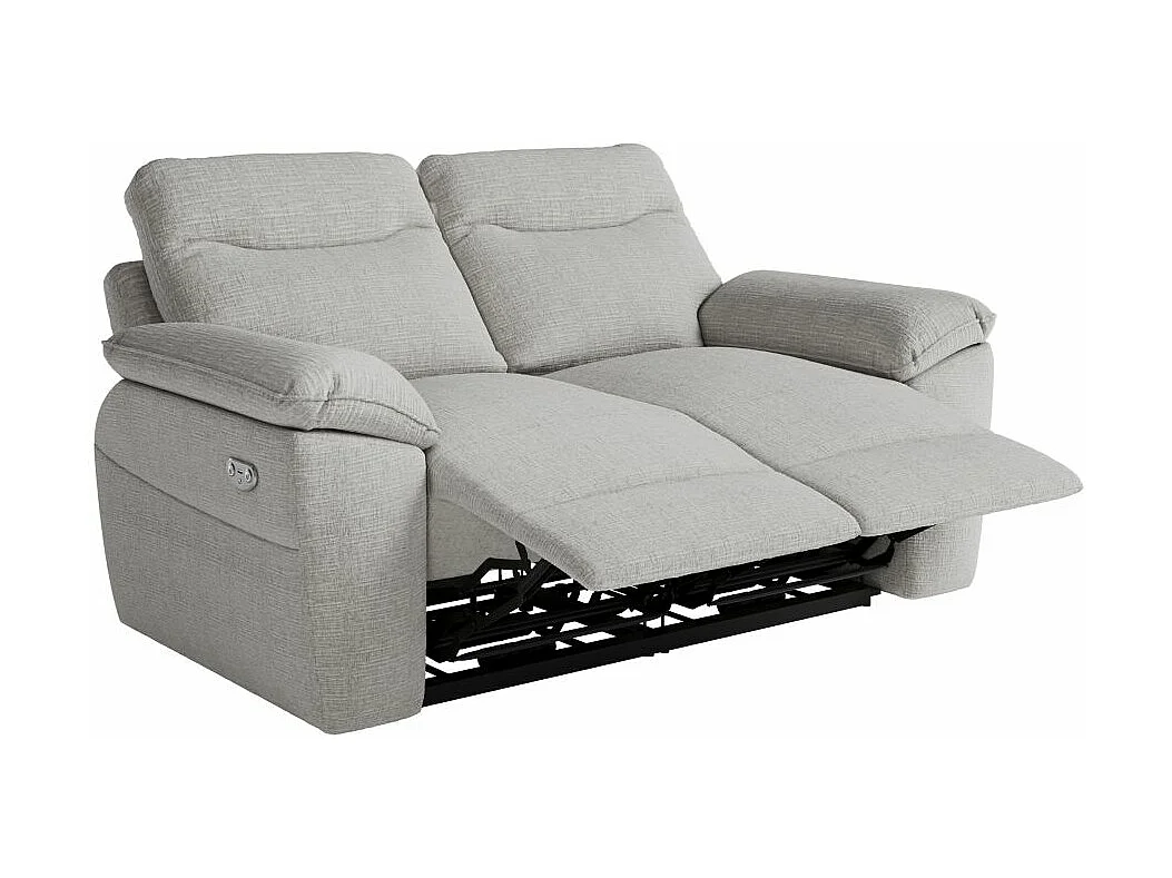 Canapé de relaxation électrique Ross 2 places en tissu texturé 3D - Gris clair - L160 x P100 x H102cm - Loungitude