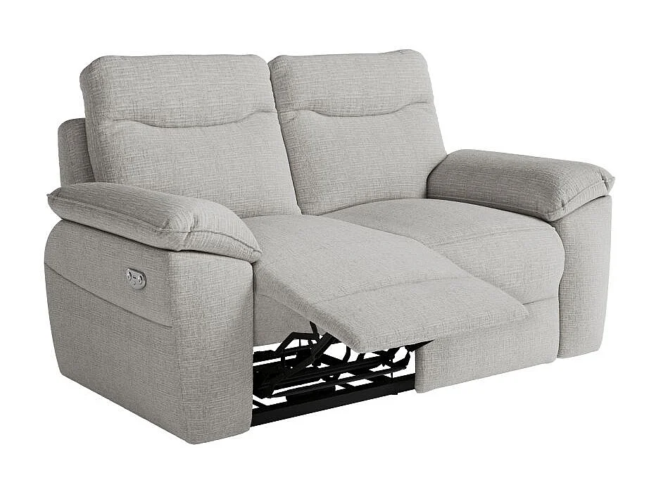 Canapé de relaxation électrique Ross 2 places en tissu texturé 3D - Gris clair - L160 x P100 x H102cm - Loungitude