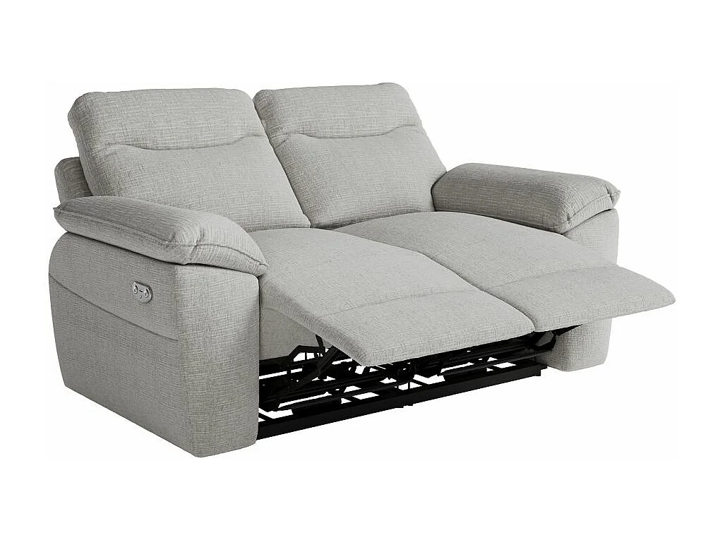 Canapé de relaxation électrique Ross 2 places en tissu texturé 3D - Gris clair - L160 x P100 x H102cm - Loungitude