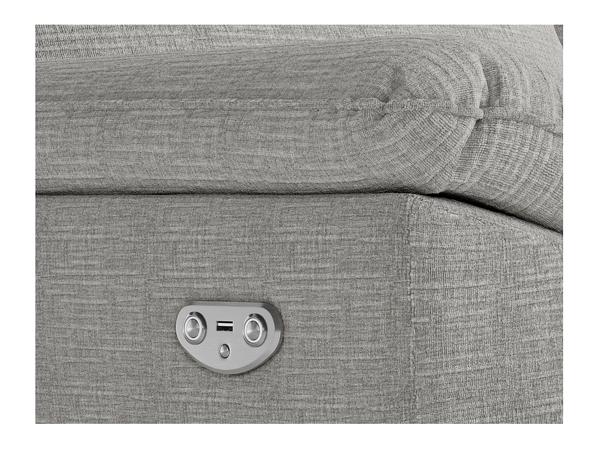 Canapé de relaxation électrique Ross 2 places en tissu texturé 3D - Gris clair - L160 x P100 x H102cm - Loungitude