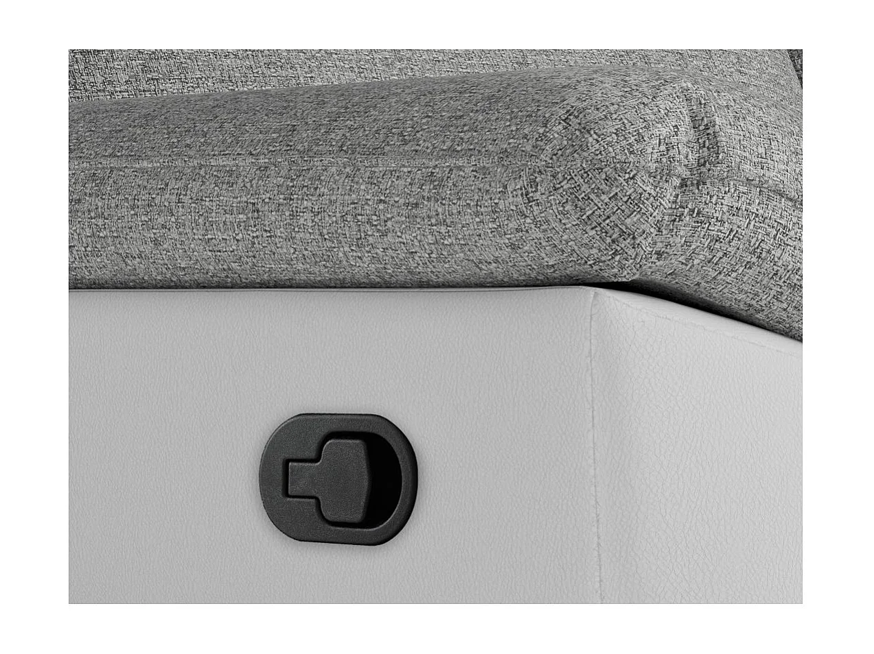 Canapé de relaxation manuel Ross 3 places en tissu et simili - Blanc/Gris - L200 x P100 x H102cm - Loungitude