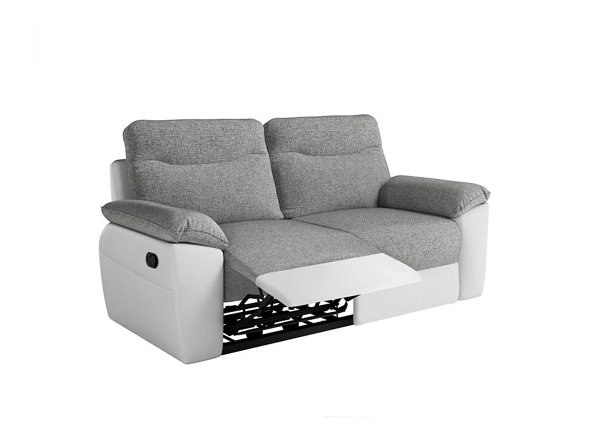 Canapé relax 3 places en simili cuir blanc ROSS 200x100x102 cm