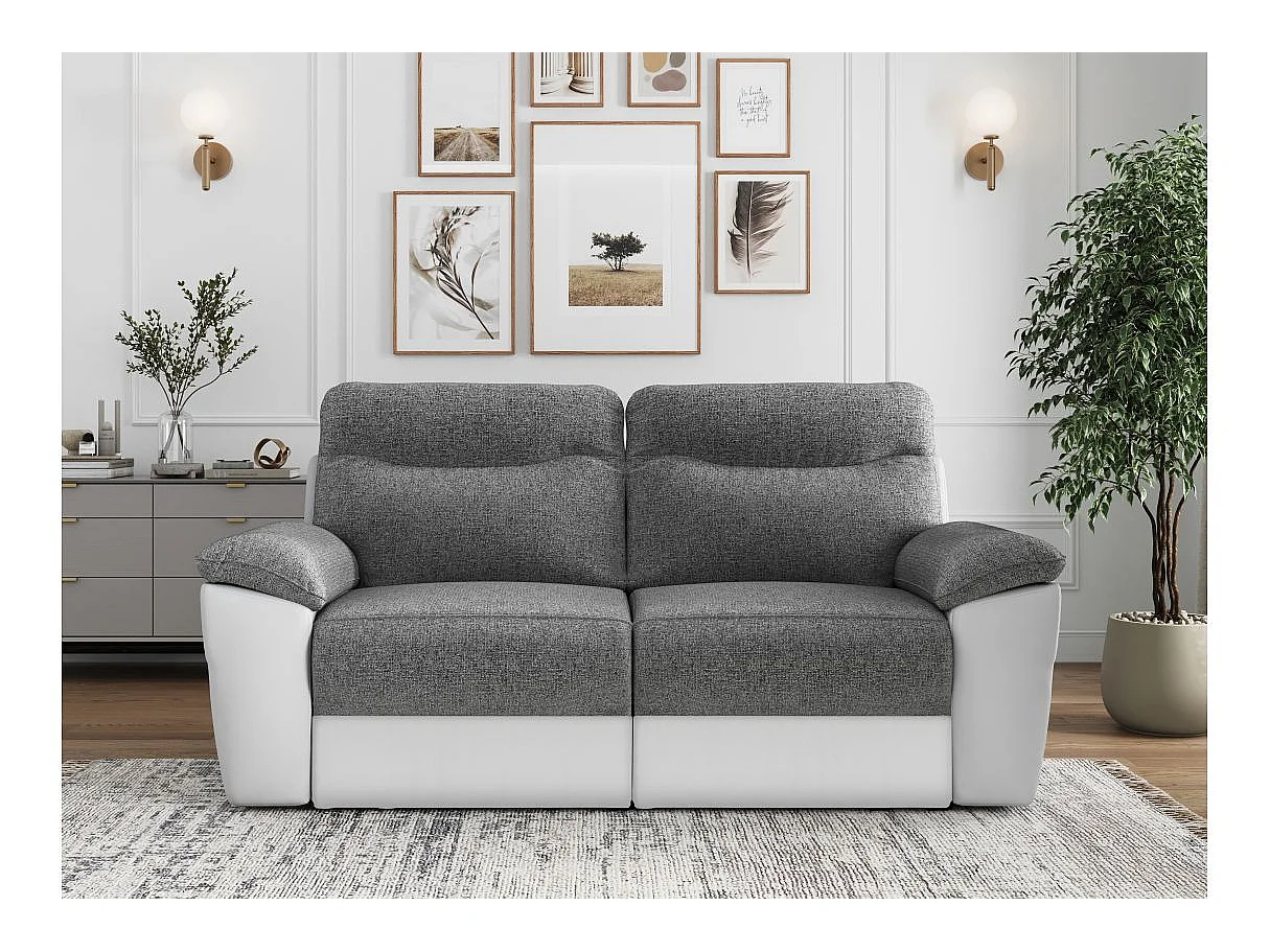 Canapé relax 3 places en simili cuir blanc ROSS 200x100x102 cm