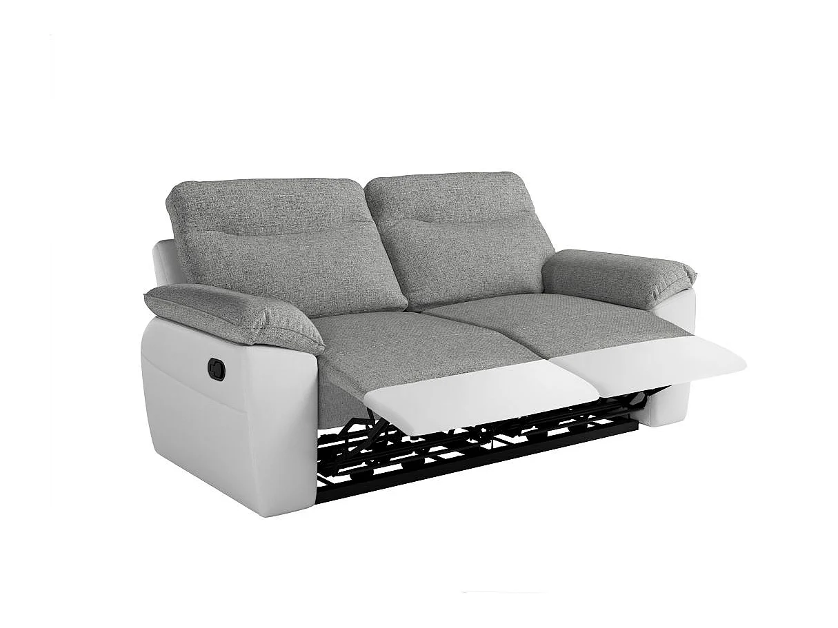 Canapé relax 3 places en simili cuir blanc ROSS 200x100x102 cm