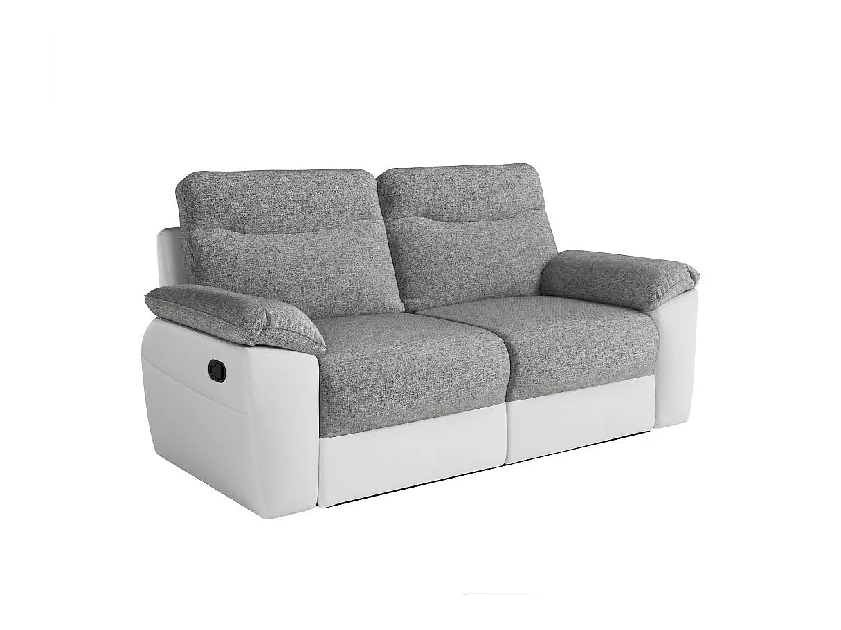Canapé relax 3 places en simili cuir blanc ROSS 200x100x102 cm
