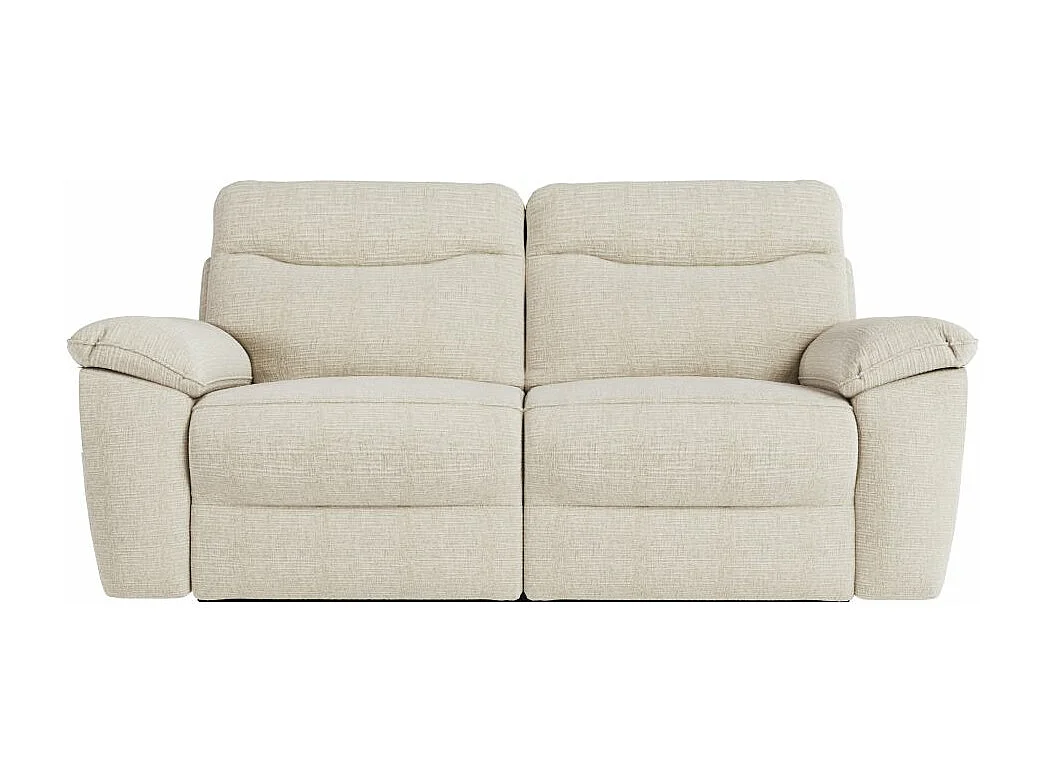 Canapé de relaxation manuel Ross 3 places en tissu texturé 3D - Beige - L200 x P100 x H102cm - Loungitude