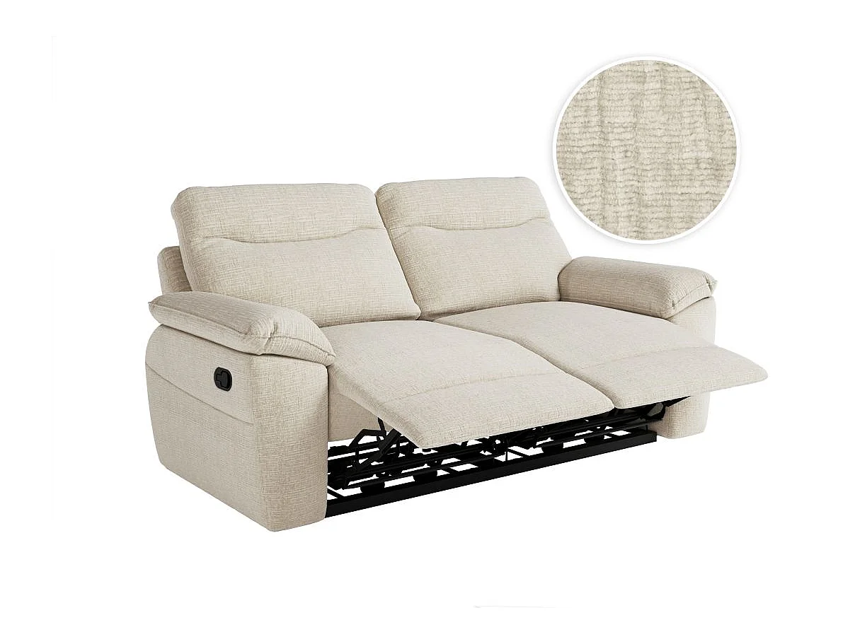 Canapé relax 3 places en tissu 3D beige ROSS 200x100x102 cm