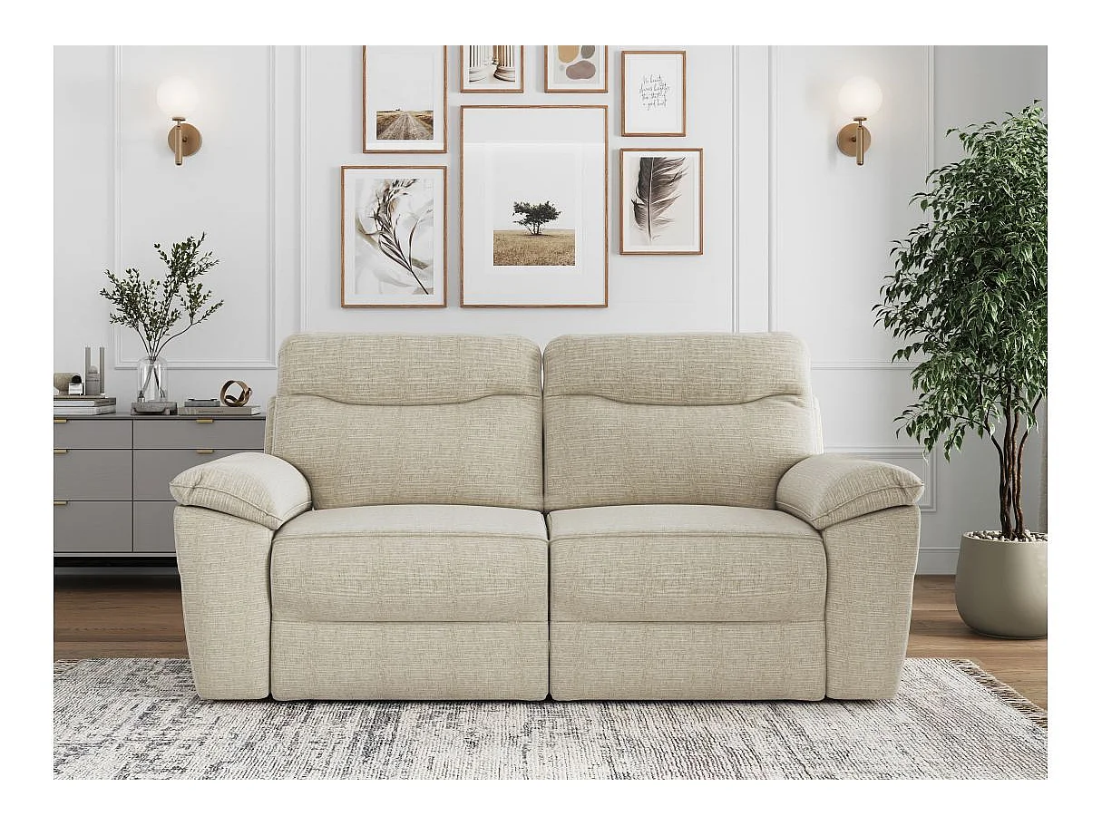Canapé relax 3 places en tissu 3D beige ROSS 200x100x102 cm