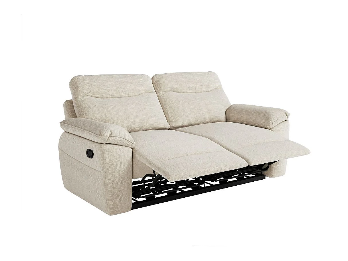 Canapé relax 3 places en tissu 3D beige ROSS 200x100x102 cm