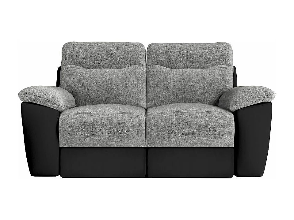 Canapé de relaxation électrique Ross 2 places en tissu et simili - Noir/Gris - L160 x P100 x H102cm - Loungitude