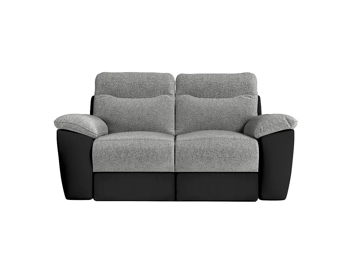 Canapé de relaxation électrique Ross 2 places en tissu et simili - Noir/Gris - L160 x P100 x H102cm - Loungitude