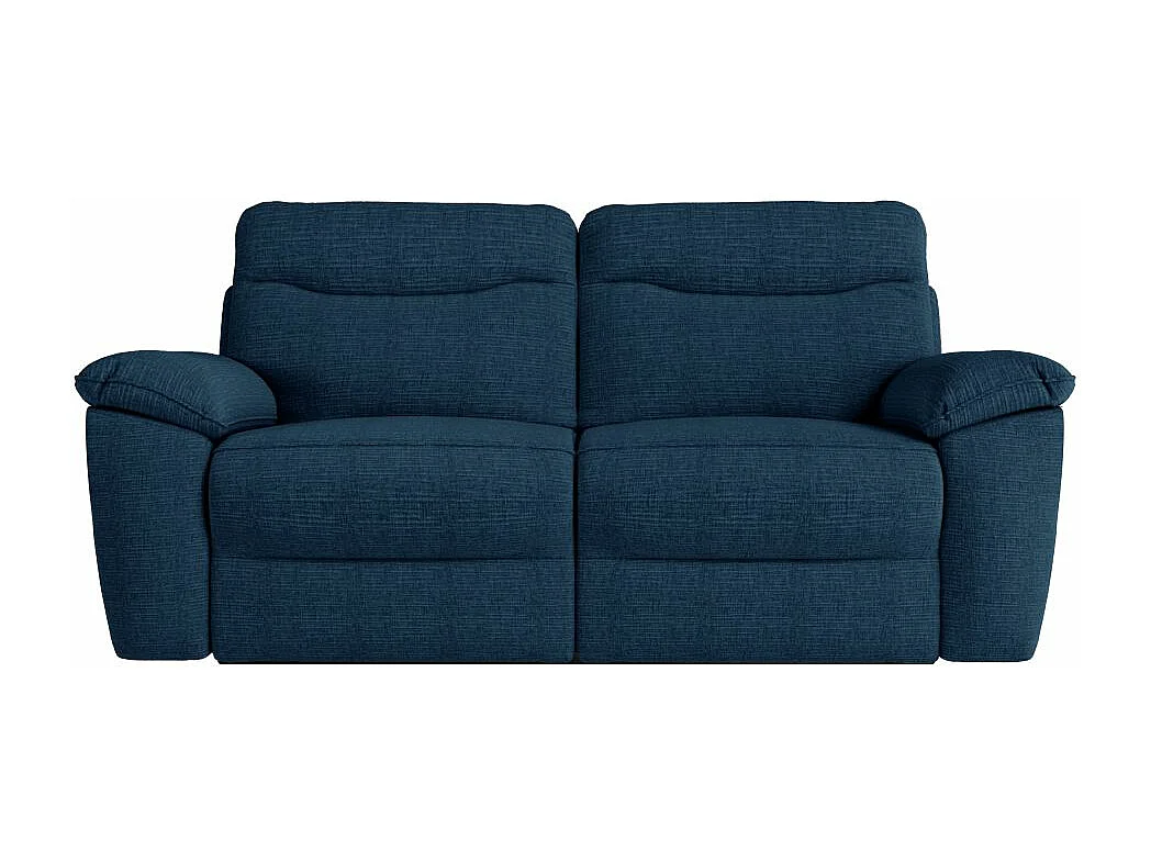 Canapé de relaxation électrique Ross 3 places en tissu texturé 3D - Bleu foncé - L200 x P100 x H102cm - Loungitude