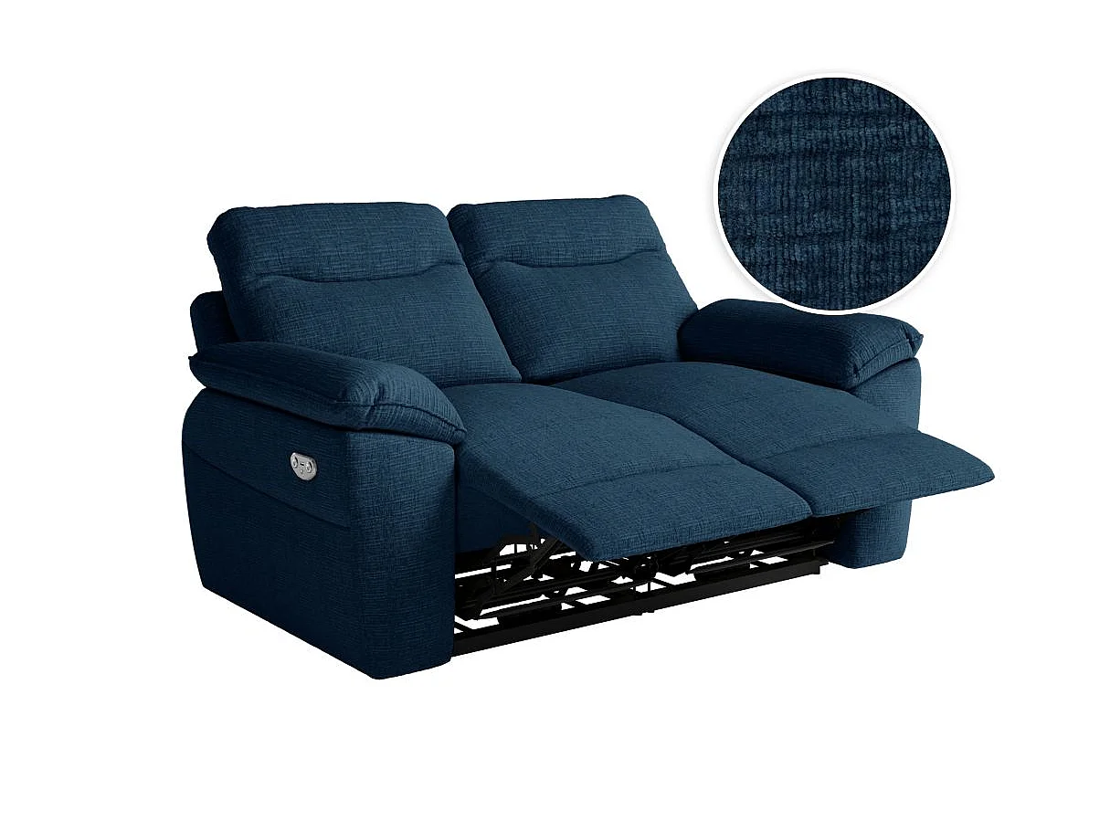Canapé relax 2 places en tissu 3D bleu foncé ROSS 160x100x102 cm