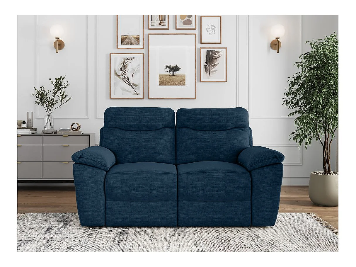 Canapé relax 2 places en tissu 3D bleu foncé ROSS 160x100x102 cm