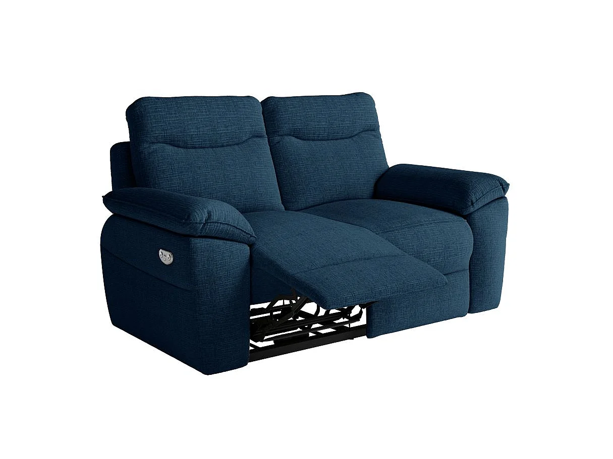 Canapé relax 2 places en tissu 3D bleu foncé ROSS 160x100x102 cm