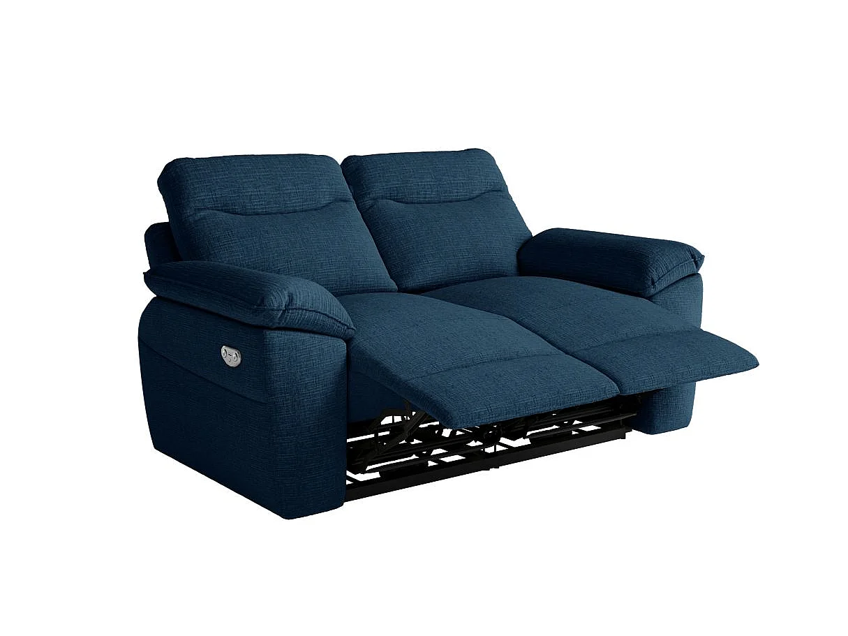 Canapé relax 2 places en tissu 3D bleu foncé ROSS 160x100x102 cm
