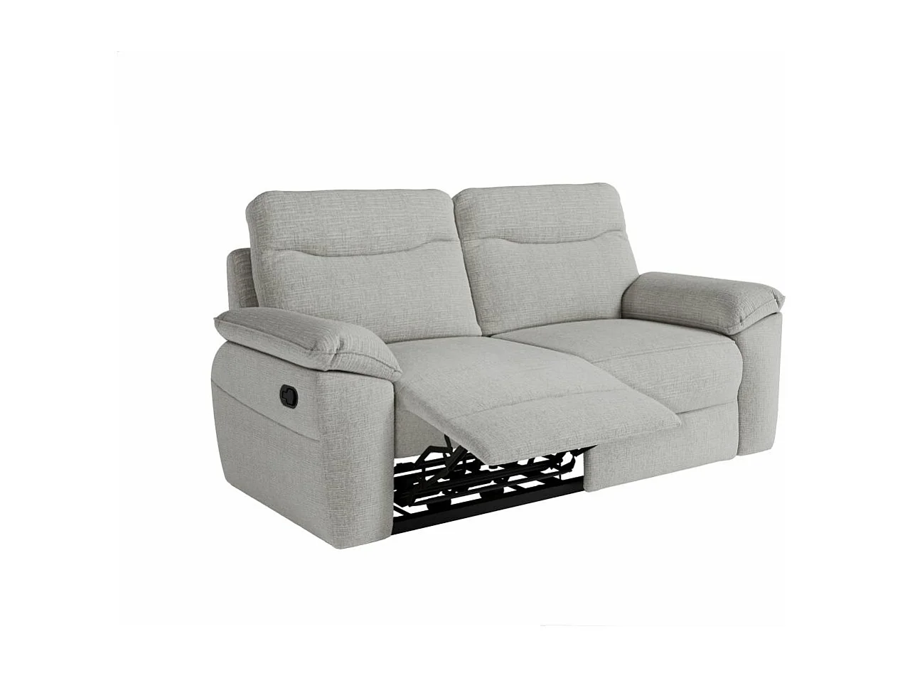 Canapé de relaxation manuel Ross 3 places en tissu texturé 3D - Gris clair - L200 x P100 x H102cm - Loungitude