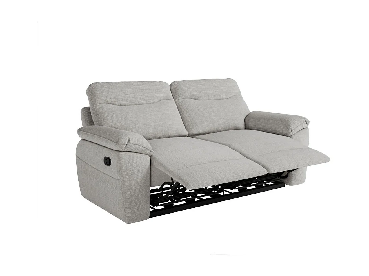 Canapé de relaxation manuel Ross 3 places en tissu texturé 3D - Gris clair - L200 x P100 x H102cm - Loungitude