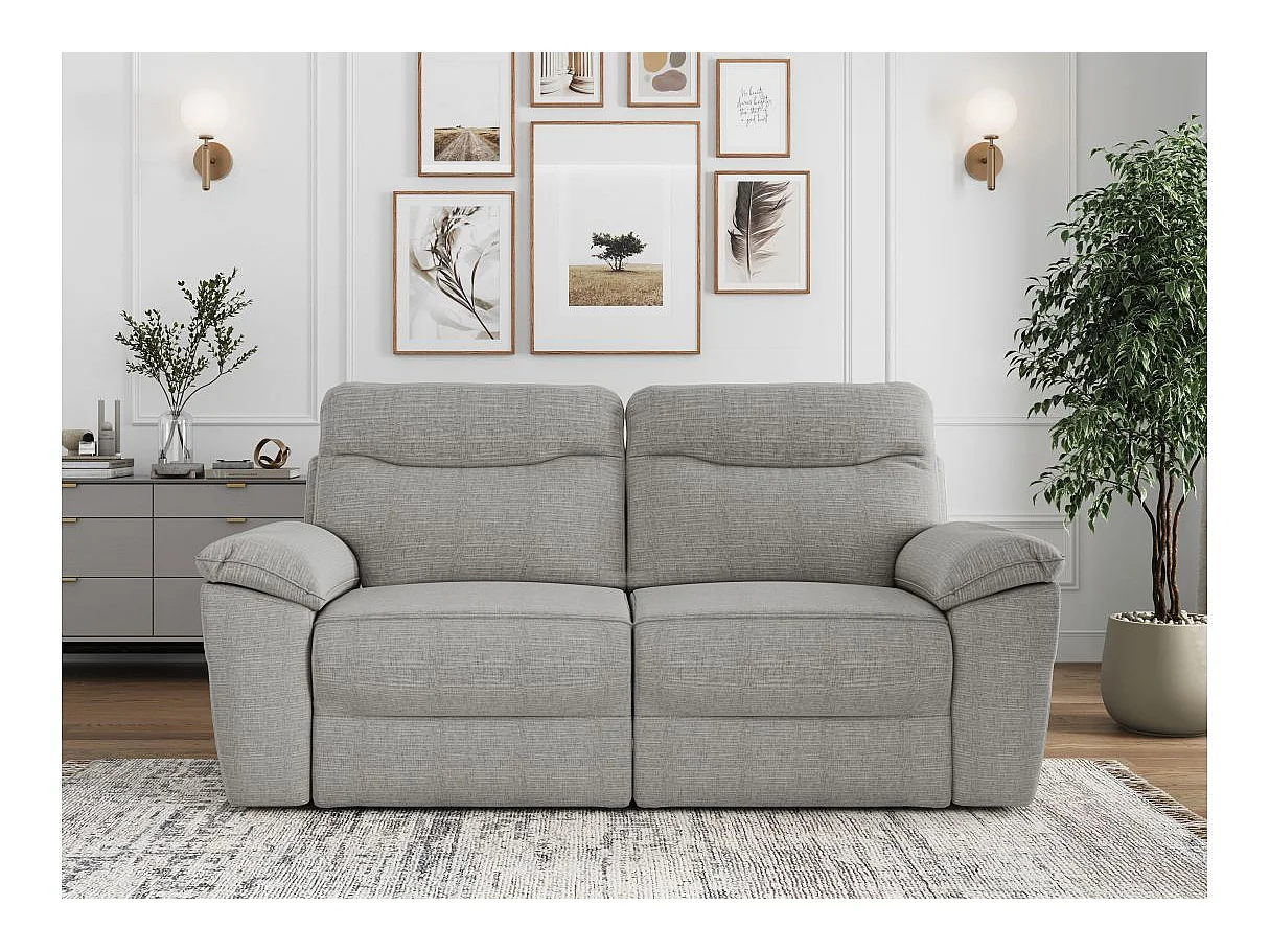 Canapé relax 3 places en tissu 3D gris clair ROSS 200x100x102 cm