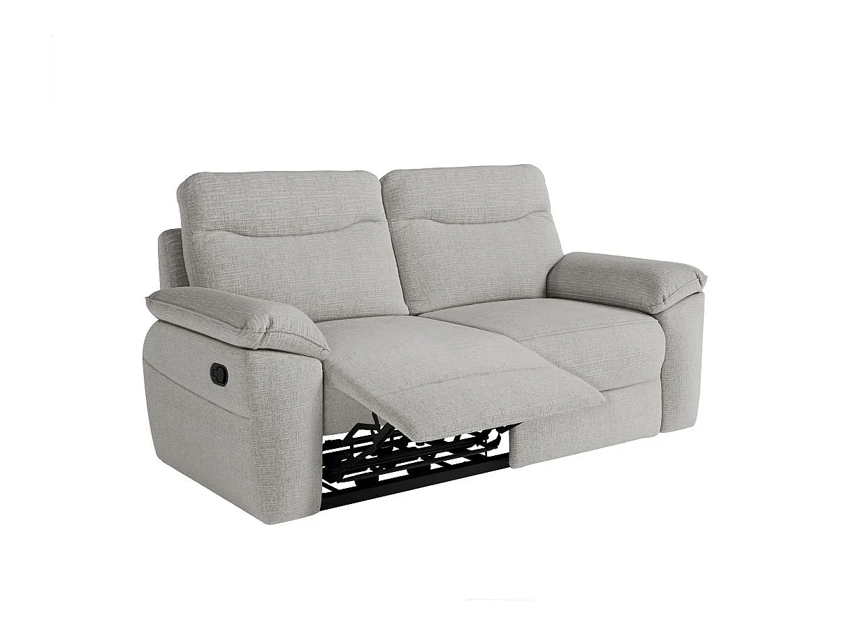 Canapé relax 3 places en tissu 3D gris clair ROSS 200x100x102 cm